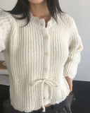 Keyshall string wavy round knit cardigan