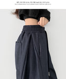 Balloon Two-Way Raw Side Folding Pin Tuck Banding Mega Denim Pants