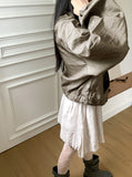 Lapen Shining Pearl Coated String Zip-Up Jumper