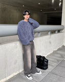 Mud washed wide jeans