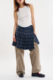 Tartan check frill wrap skirt