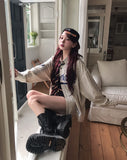 Multi-pattern leather strap pillbox ballcap