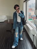 S/S Shea Damaged Washed Denim Shirt