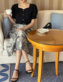 Mulian Toile Jacquard Pattern Flare Banding Skirt