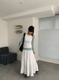 Zahini Ribbon Shirring Banding Long Skirt