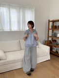Shihyoko Seersucker Check Hood Short Sleeve Shirt