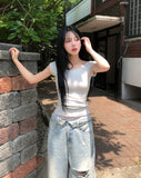 Coats Reverse Damage Wide Denim Pants