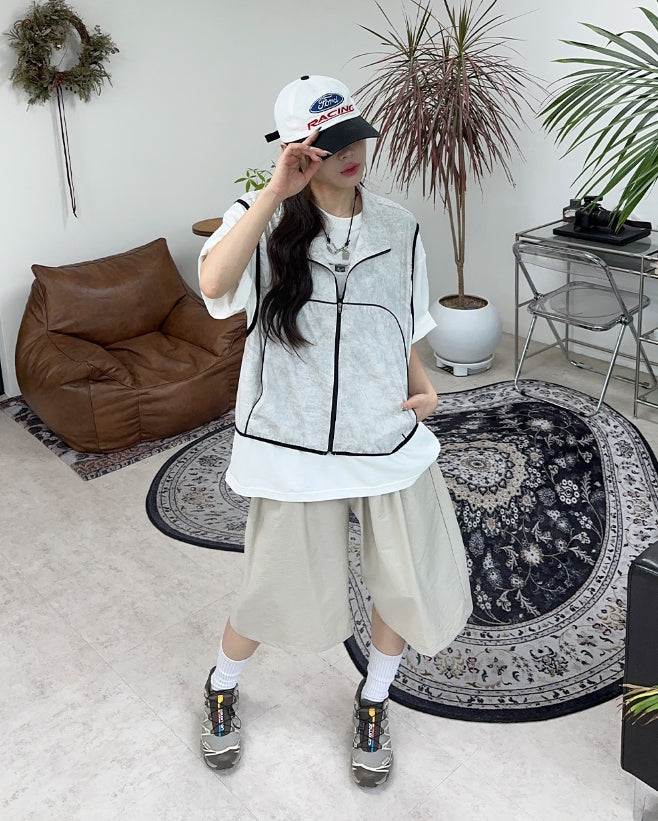 【SATIIIZ】Riked Printing Short Sleeve T-Shirt SATIIIZ (サティーズ) - リケッドプリンティング半袖Tシャツ