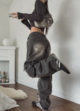 Stopper Washing Wide Cargo Denim Pants