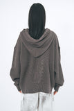 Mild sleeve wamer over knit hood zip-up