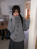 Juke diagonal button high neck knit