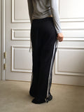 Tachi side track color matching two-way long wide jogger pants