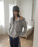 Huner Vintage Flower Loose Fit Off-Shoulder Knit