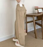 Daily Back Pocket Back Point Wide Cotton Pants
