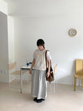 Beku Banding Stripe Lace Long Skirt