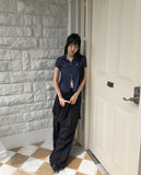 Tanen Parachute Layered Wrap Skirt Two-Way Cargo Banding Pants