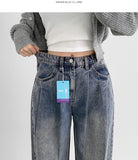 Pin Tuck Banding Casual Long Wide Washing Denim Pants