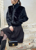 Sella High Neck Mink Fur Knit Zip-Up