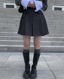Litu Black Blue Pleats Skirt