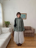 Bomiru Ribbon Hood Check Wind Jumper
