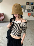[1+1] Wako Summer Straw Bucket Hat