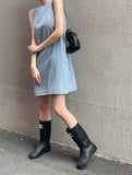 Paying Denim Sleeveless Mini One Piece