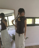 [Scarf set] Srin lace button short sleeve t-shirt