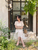 Bwile Crochet Embroidery Knit Wrinkle Sleeveless One Piece Two Piece (Strap Set)
