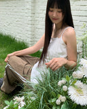 Brew Ribbon Shirring Layered Sleeveless One Piece