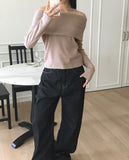 Turnage Brushed Ribbed Brush Fur Off Shoulder Tee