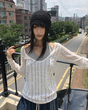 Tida Overfit Punching See-through Long-Sleeve Knit