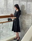 Glyn Notch Square Tweed Flare One Piece Long