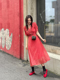 Heidi Zanflower Shirring Chiffon Long One Piece