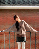Atil Stripe Two-Way Loose Knit Hooded Zip-Up