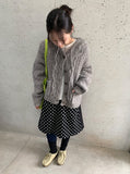 Bokyua brushed dot fleece banding midi skirt