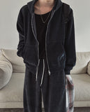 Robbins Velvet Corduroy Hooded Zip-Up