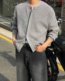 Hidden Button Round Cardigan