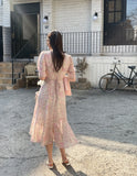 Atyu Pink Flower Shirring Chiffon One Piece