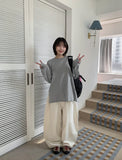 Poidin banding pocket patch wide cotton pants