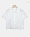 Mite Jacquard Short Sleeve Blouse
