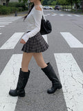 I'm Button Check Mini Skirt