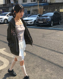 Palmk Overfit Ribbon Patch Hooded Zip-Up