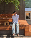 Ice Washed Wide Denim Pants