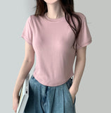 Modern Round Plain Short Sleeve T-shirt