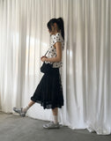Miring Dot Strap Puff Blouse