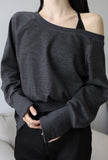 Soft button sleeve sweatshirt