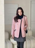 Snowing Color Matching Boucle Double Half Jacket