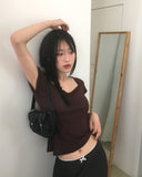 Shocker See-Through Cut Shirring Short Sleeve T-Shirt