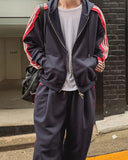 Toys Color Matching Track Line Hood Zip-Up Pants Set
