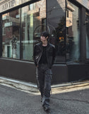 Crossing Rivet Ribbed Long Sleeve